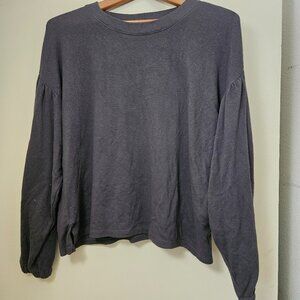 Madewell Womens Crop T-Shirt Gray Fleece Long Sleeve Crew Neck Pullover Size Sm